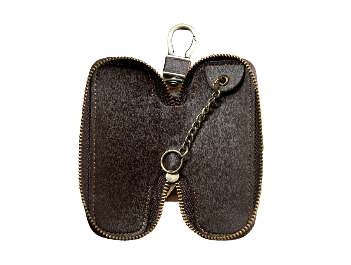 Genuine Leather Car Key Fob Holder Vintage Pouch