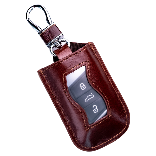 Genuine Leather Car Key Pouch Brown