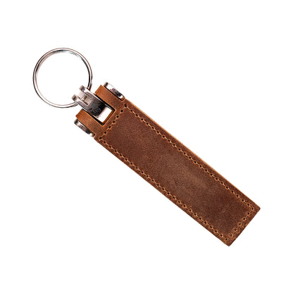 Extra Thick Leather Keychain Wine Red, Engraved