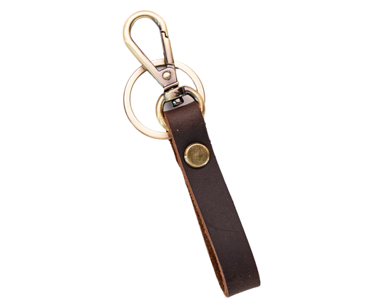 Thin Leather Keychain — 5 Colors, Engraved