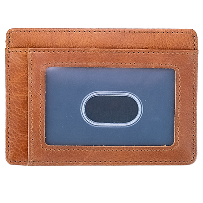 Minimalist Leather ID Holder 6 Card Slots, RFID Blocking