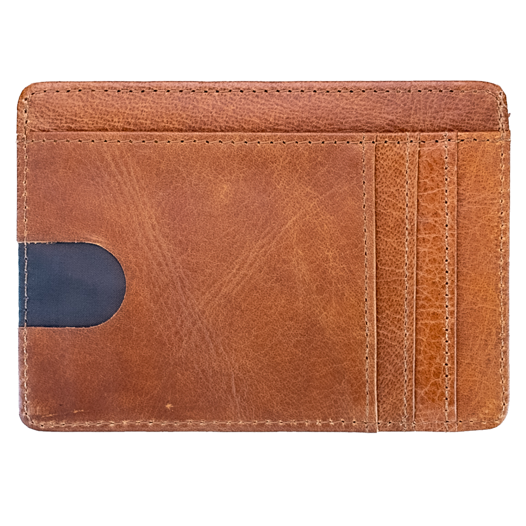 Minimalist Leather ID Holder 6 Card Slots, RFID Blocking