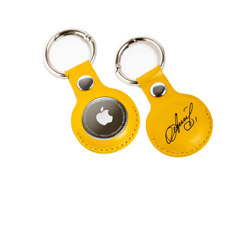 Leather Airtag Holder Yellow